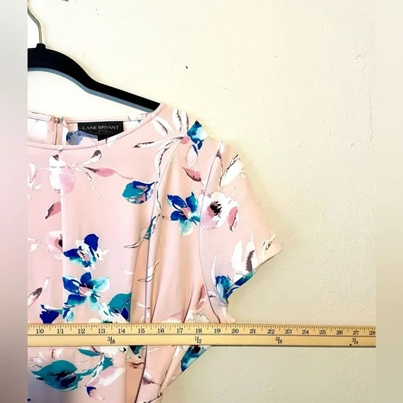 Lane Bryant Light Pink Floral Short Sleeve Dress size 16 tie waist - Picture 10 of 10